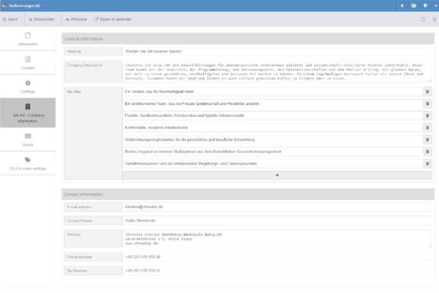 job category settings job category settings